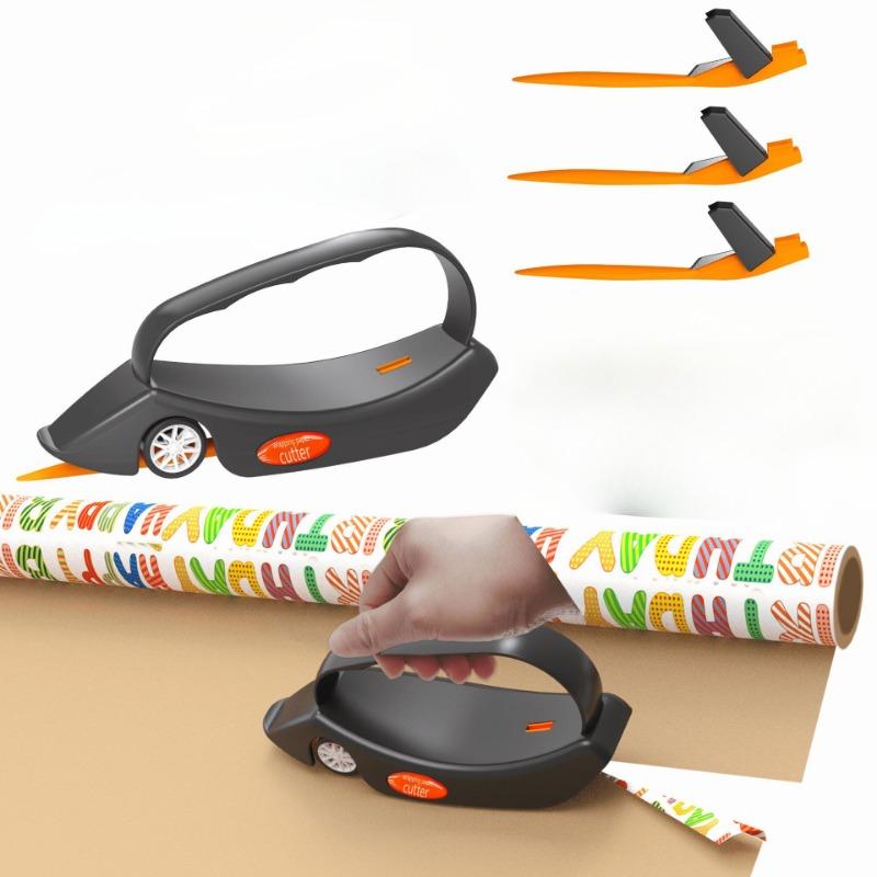 1 zestaw Cutter do papieru do pakowania Bębenek Taśma do pakowania Uchwyt Cutter do papieru z 3 wymiennymi głowicami ostrzy