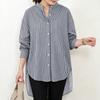 ZANZEA Camicetta Casual da Donna a Maniche Lunghe a Righe, Collo Alto, Vestibilità Larga
