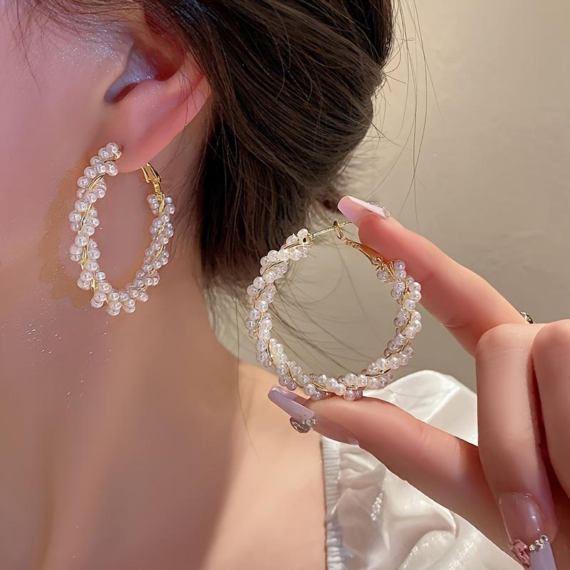 Luxury Female Big Round Hoop Earrings for Women Imitation Zircon Earrings Trendy Fashion Wedding Zircon Gifts