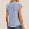 Women's Fashionable Casual Summer Striped V-neck Short-sleeved Top