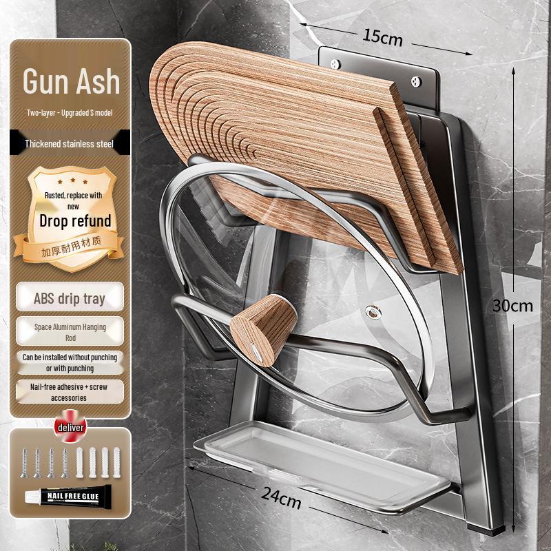 Multi-functional Kitchen Countertop Rack for Pot Lids, Spoons, and Spatulas