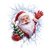3D Broken Window Santa Static Cling Sticker Christmas Shop Window Glass Decor