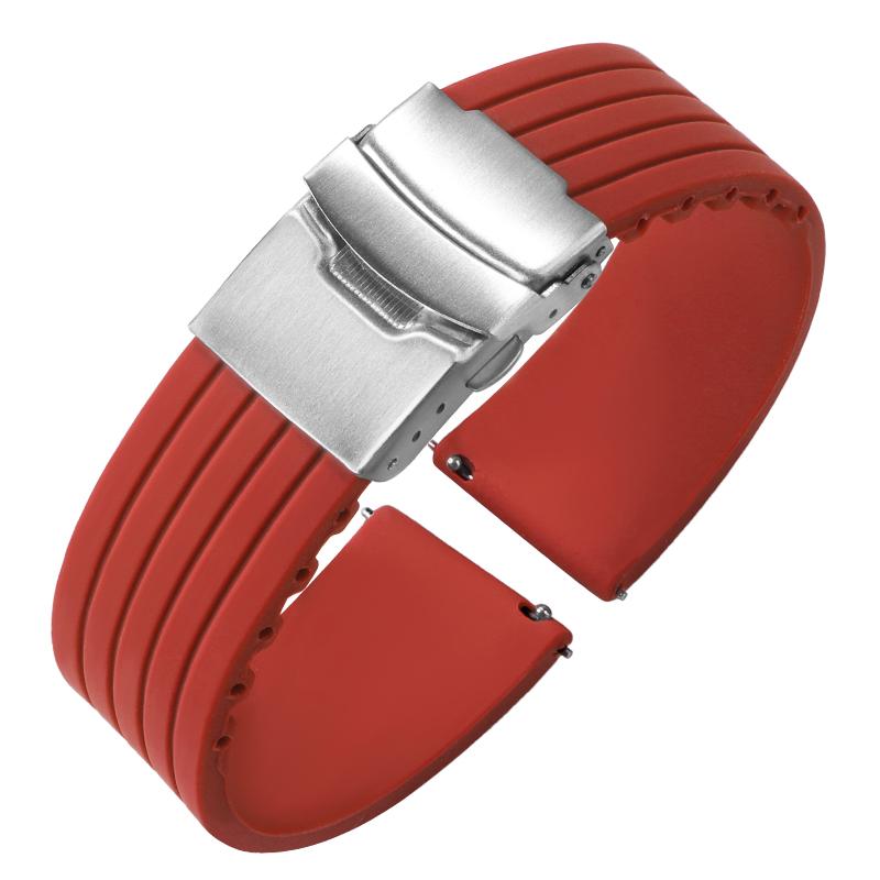 Premium Rubber Silicone Watch Band Universal Waterproof Sports Folding Buckle Strap 18/20/22/24mm for Seiko Bracelet Accessories
