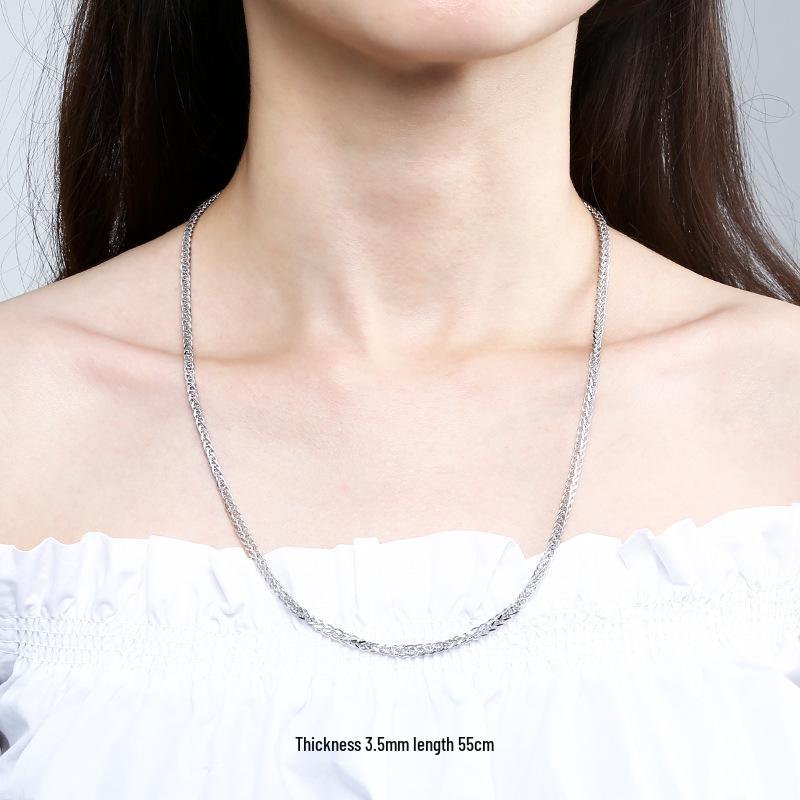 925 Sterling Silver Chopin Necklace Chain for Women & Men - Simple Clavicle Design