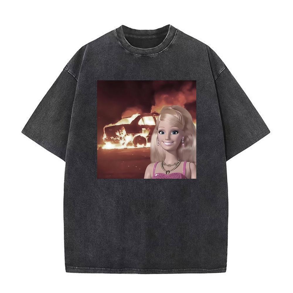 Meme Festa Bambole Grafica Meme Magliette Unisex Donna Manica Corta Gotico High Street T-shirt Cotone Lavato Vintage Larga T-shirt