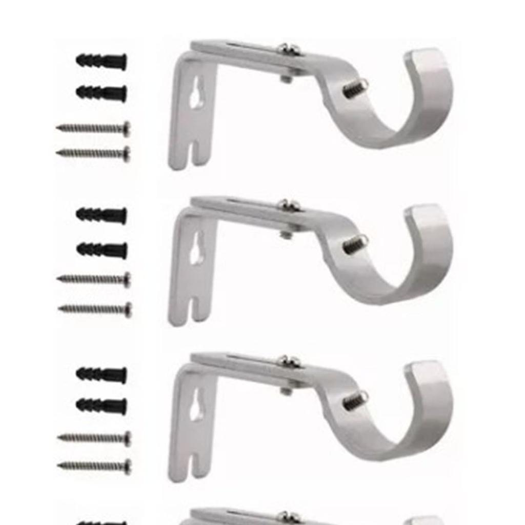 4PCS Curtain Rod Bracket Adjustable Heavy Duty Curtain Rod Wall Bracket Hooks with Installation Screws