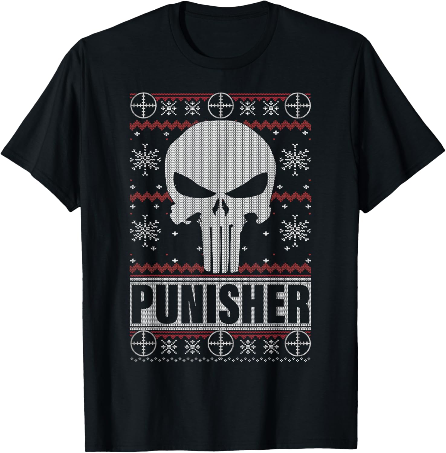 Marvel Punisher Skull Ugly Christmas Sweater T-Shirt S