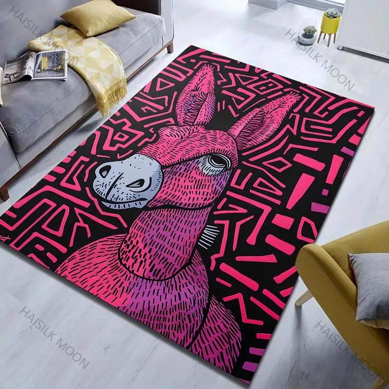 

Various Sizes Pink Donkey Art Print Carpet Living Room Bedroom Bedside Sofa Floor Mat Home Decor Area Rug Large Size Fast Arrive 40x60cm (16x24in)