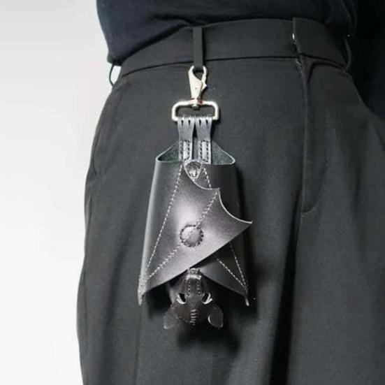 Leather Wallet 3D Bat Shape Gothic Style with Foldable Wings Wallet Compact Coin Holder