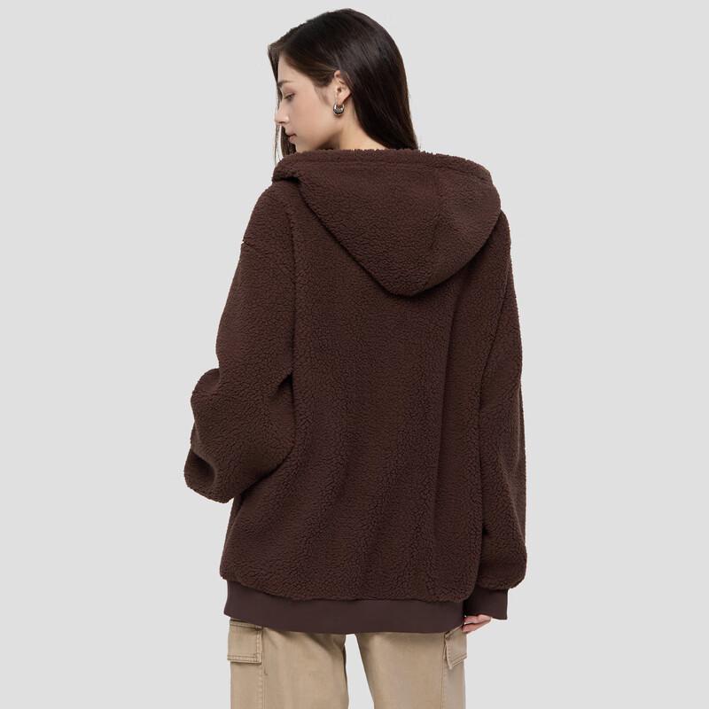 Gap Unisex Loose Fit Logo Embroidered Faux Fleece Zip Hoodie