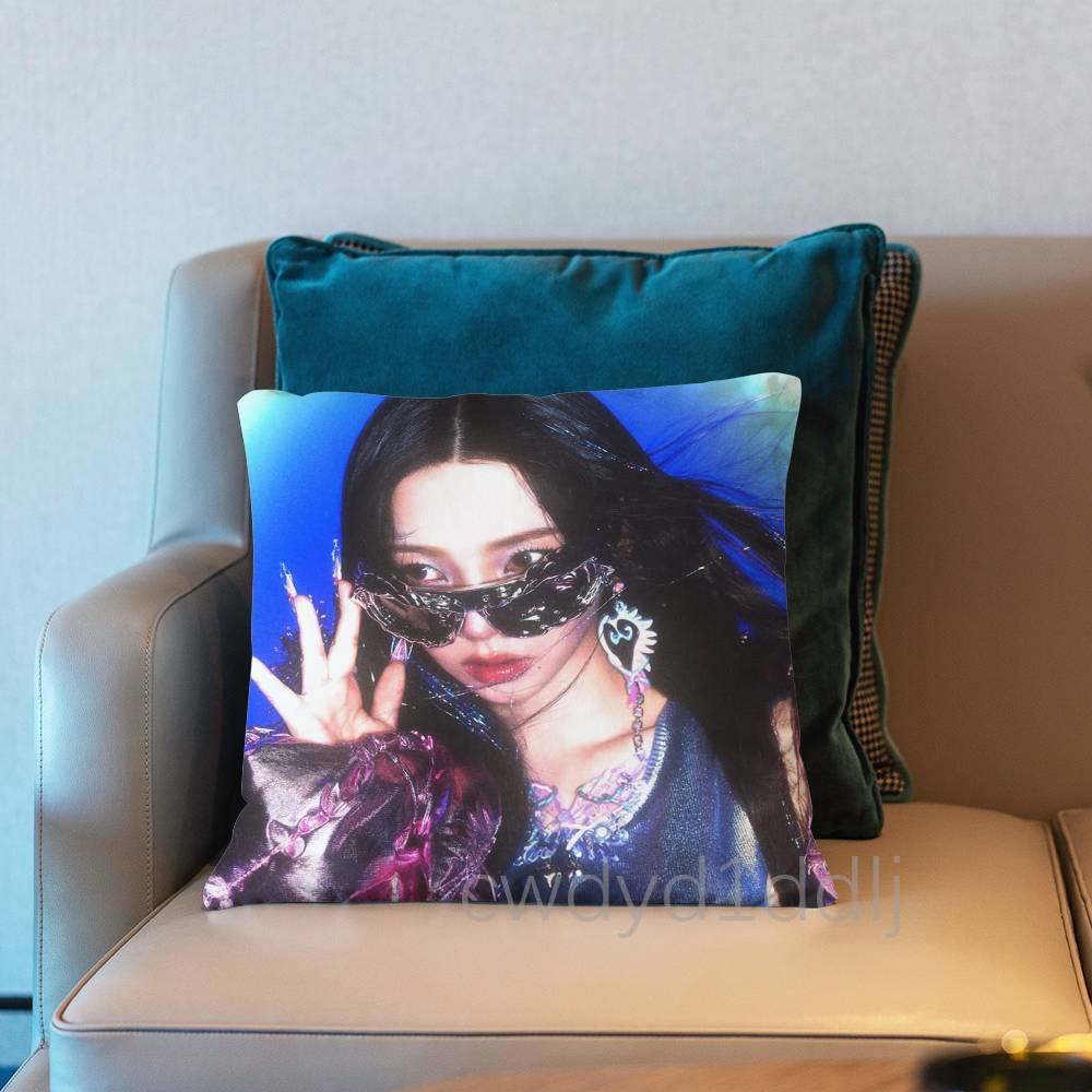 KKarina AAespaS Pillow Case Short Plush Sofa Decorative Gift Home Doublesided Printing Cushio