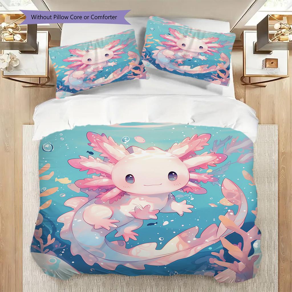 Salamander Pattern Bedding Quilt Set Quilt Cover Pillowcase Home Decoration Birthday Gift (1 * duvet cover + 2 * pillowcase, without core)