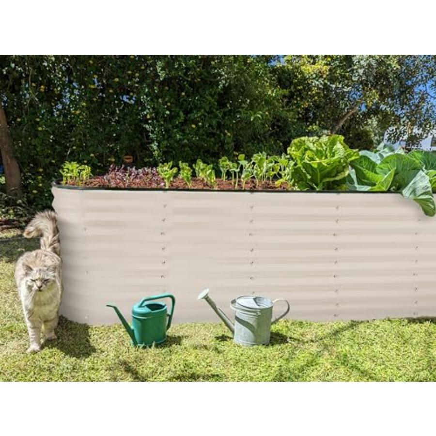 Galvanized Raised Garden Beds Outdoor 6×2×2 Ft Planter for Gardening Vegetables Flowers Large Metal Garden Box White Patented T