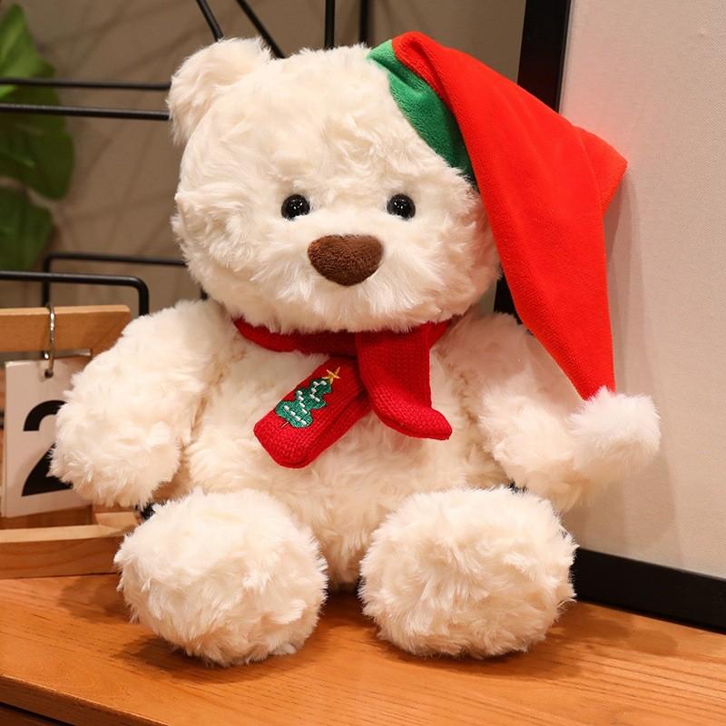 Christmas Teddy Bear Plush Toy With Dress For Holiday Decor Gift For Kids And Adults