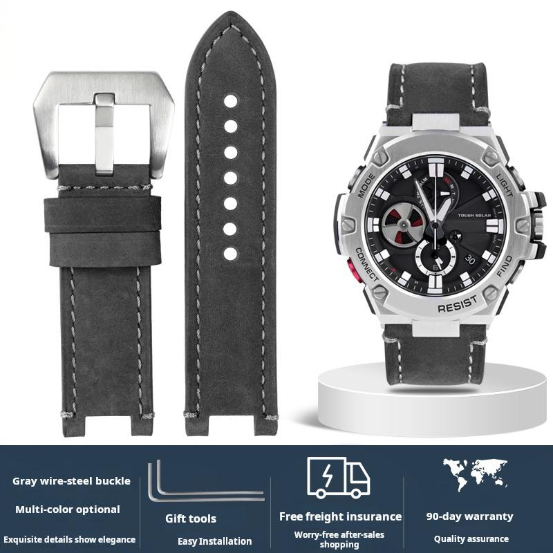 For Casio G-SHOCK series men's watchband Steel Heart GST-B100/S110/S310/W300/410/400g Vintage cowhide watch strap accessories