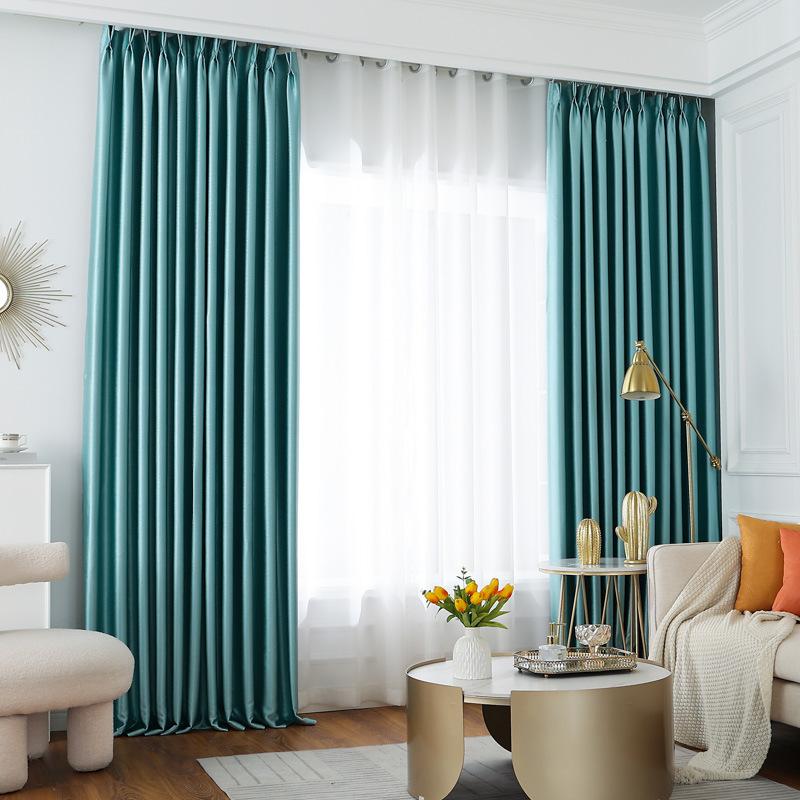 European-Style Bedroom Bay Window Color Matching Curtains Sunscreen Full Shading Sunshade Insulation Fabric Cream Finished Product