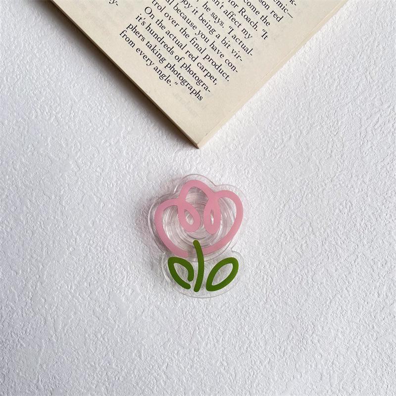 Transparent Tulip-Design Acrylic Phone Stand | Retractable & Foldable