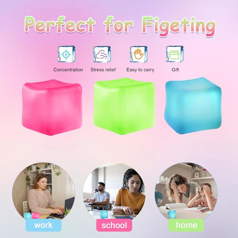 Squishy Ice Cube Stress Ball Toy Sensory Fidget Toys for Adults & Kids Slow Rising Squeeze Ball Autism ADHD Relief Party Gift