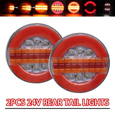 2 adet kamyon römork yuvarlak kuyruk lambası 12V 24V su geçirmez IP67 LED dinamik dönüş sinyali lambası ters fren lambaları araç römorku kamyon RV otobüs