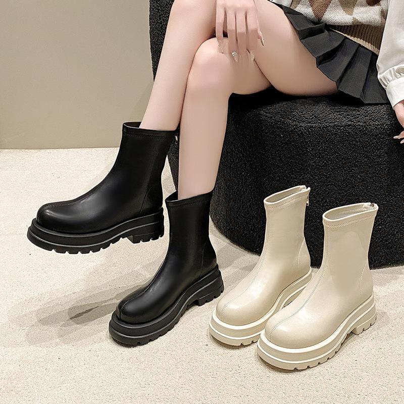 Martin Boots Women's Short Boots Thick-soled Women's Small Summer and Autumn Boots Medium Boots Chelsea Cigarette Boots Are Comfortable and Lightweigh