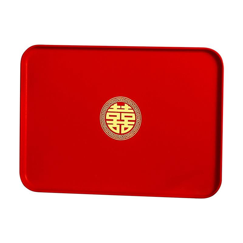 Wedding Fruit Plate, Special Happy Character Dried Fruit Plate For Living Room, Red Happy Plate For Festive Wedding, Tea Toast Tray