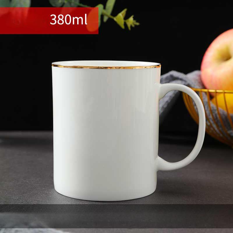 Bone China Coffee Mug with Gold Rim, 200-400ml Tea Cup with Handle White 1pc, for Espresso,Hot Cocoa,Cappuccino,Latte and Cold Drinks, Microwave Safe