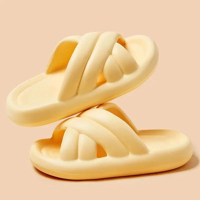 

Fashion 2025Household Bathroom Slippers Women Trend Thick Sole EVA External Wear Couple Soft Sole Indoor Shower Slippers Casual Shoes 44-45 жёлтый