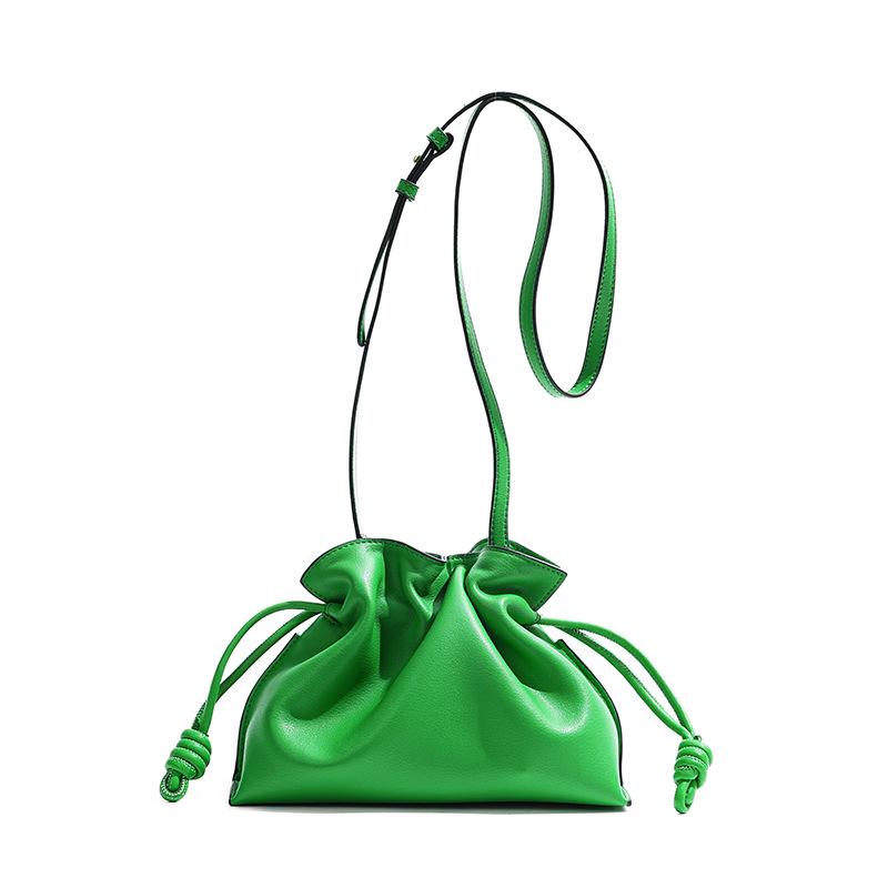 Classic Flamenco Leather Drawstring Bucket Bag - Autumn & Winter Collection, One-Shoulder or Crossbody Style, Women's Fashion Accessory