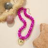 Resin Acrylic Beaded Choker Necklace Chunky Statement Clavicle Chain Heart Pendant Necklace  Women