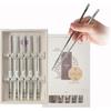 Korean Flat Chopsticks [5 Sets][Made in Korea] 304 Premium Stainless Steel Mukbang Utensil Cutlery Silverware Metal Chopsticks (Orchid Painting)