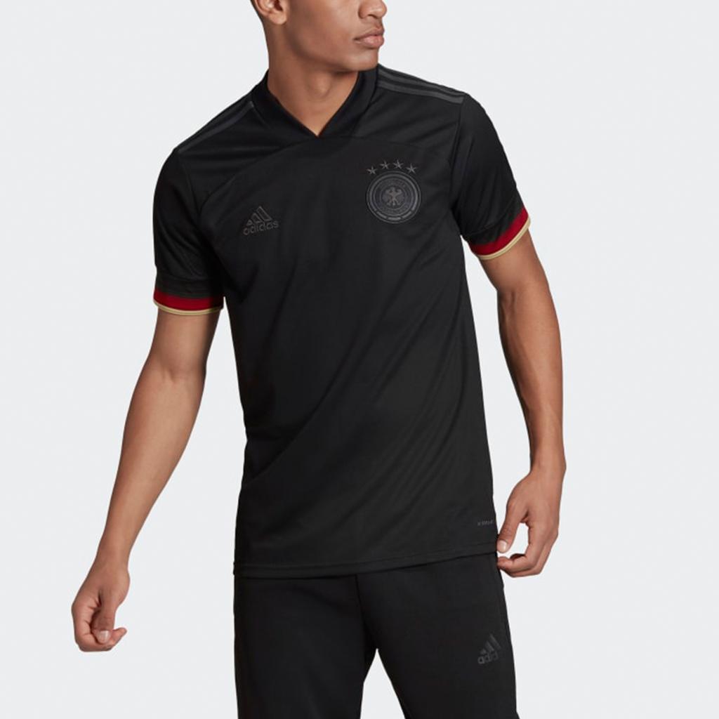 Adidas Německo Venkovní Fanouškovská Edice Ležérní Sportovní Tréninkové Fotbalové Tričko Pánské Topy Černé EH6117