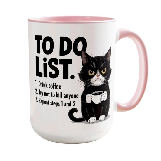 

Кружка для кофе со списком дел для кошек, керамическая чашка для чая с юмористическим контрольным списком, безопасная для микроволновки, кружка для кошек, уникальный подарок для любителей кошек и офисных работников розовый