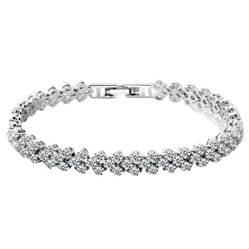 Elegant Bracelet for Women Chain Cubic Zircon Rhinestone Shiny Inlaid Bangle Bracelet Gifts