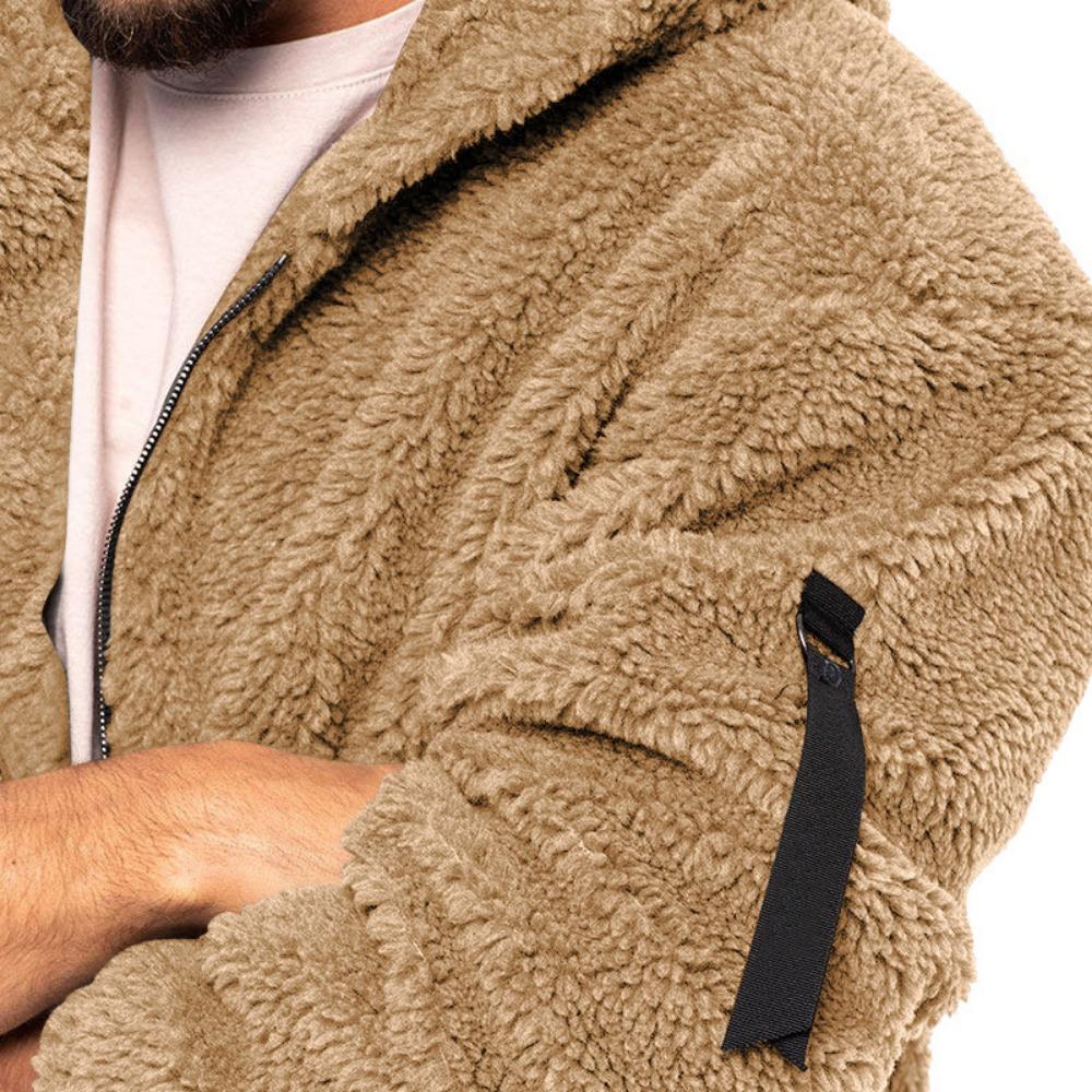 Herren Winterjacke Warm Locker Lässig Fleece Weicher Stoff Samt Hautfreundlich Solide Streetwear Jacken Mäntel für Männer