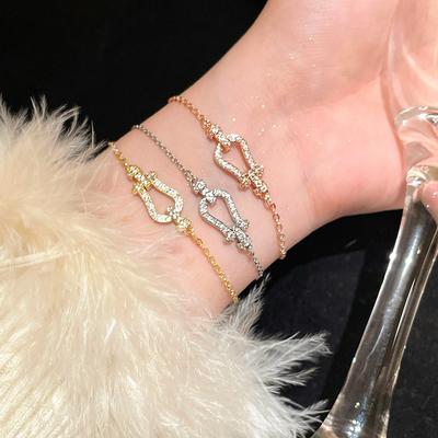 Super Flash Zirkonium Hufeisen Schnalle Armband Nische Design Sinn Einfaches Armband Internet-Berühmtheit Gleicher Vielseitiger Schmuck