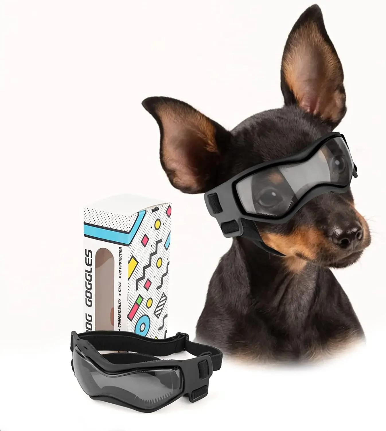 

ATUBAN Dog Sunglasses Dog Goggles, Comfortable Soft Easy Wear Adjustable UV Protection Puppy Sunglasses for Small to Medium Dog S чёрный