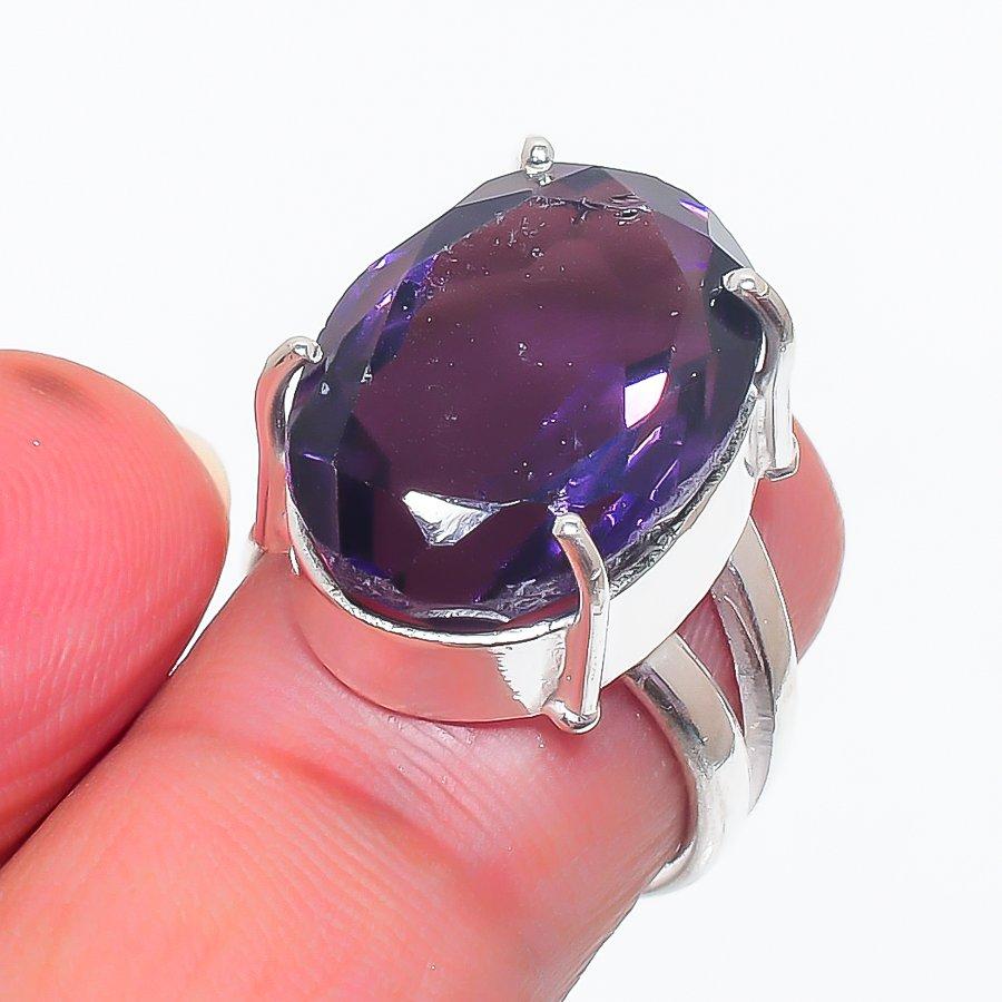 

Natural Amethyst Gemstone 925 Sterling Silver Jewelry Ring Size 5.5 f9M54