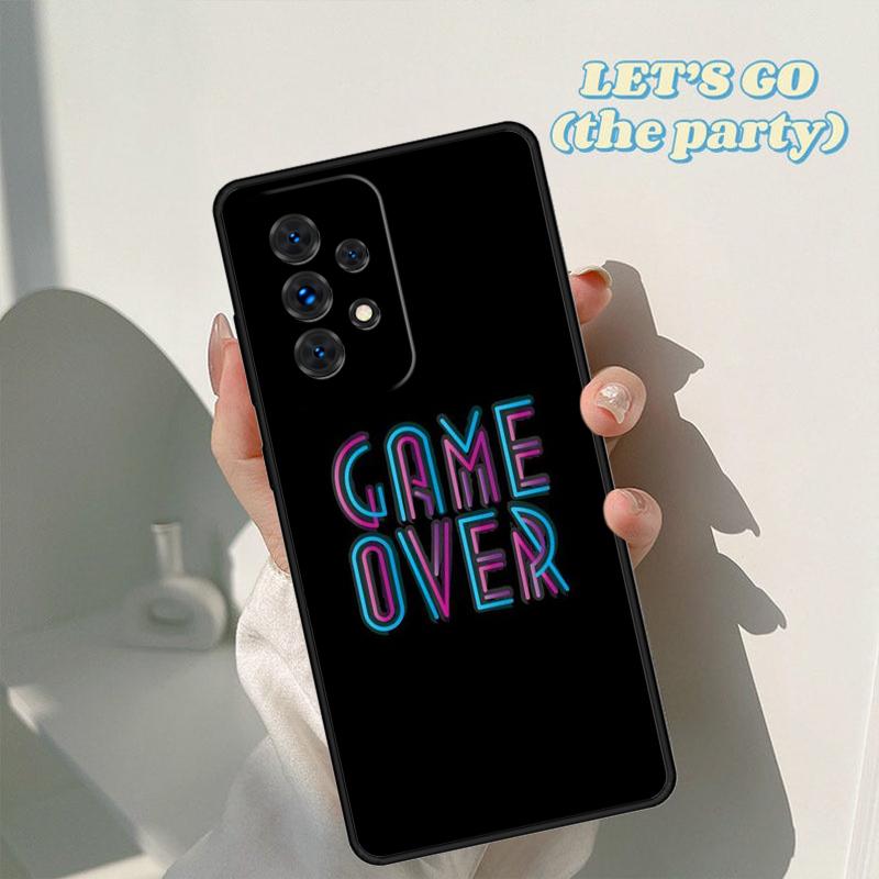 Neon Game Over Pixel phone case For Samsung Galaxy A42 A31 A40 A51 A71 A32 A80 A91 A52 A72 A73 A20e A21S A50 A70 A11 A12 Cover