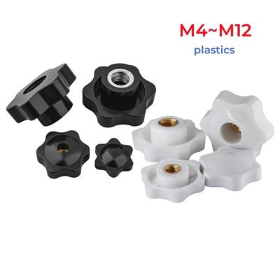 Black White Plastics Plum Hand Tighten Nut M4 M5 M6 M8 M10 M12 Handle Thread Star Mechanical Thumb Nut Clamping Knob Manual Nuts