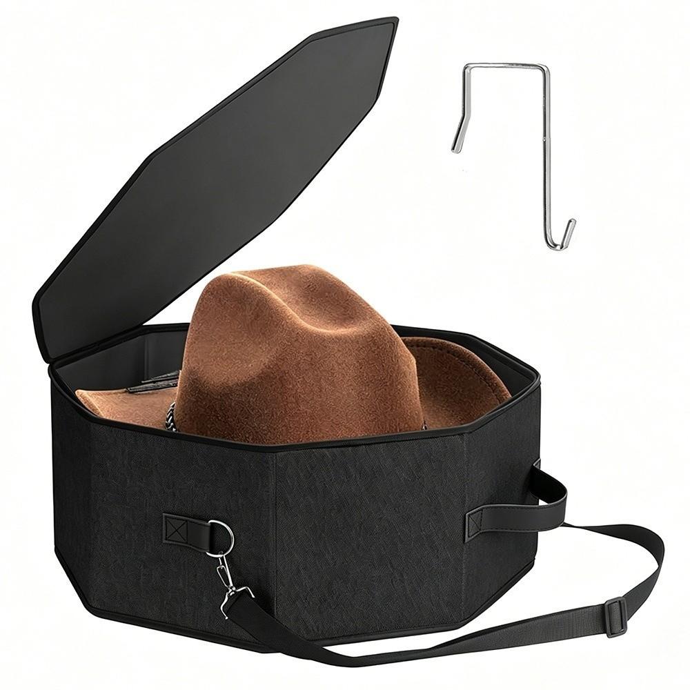 Non-woven Fabric Hat Storage Box Support Structure with Hook Hat Organizer Box Collapsible Octagon Shape Travel Hat Bag