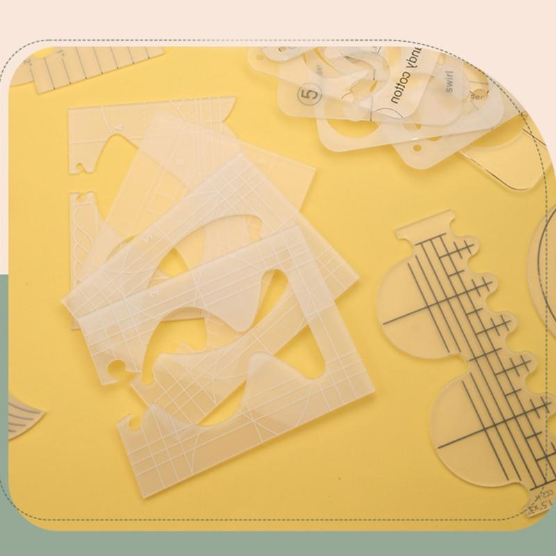 13 Pcs Frees Motion Quilting Template Set Acrylic Ruler Quilting Stencil Sewing Ruler Quilting Ruler for Quilting