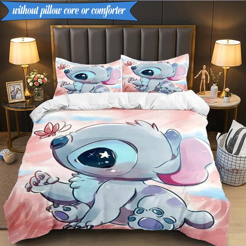 Cartoon Sti Alien 3pcs K-pop music group Bedding set,Ideal for Bedroom, Dormitory,Including Duvet Cover And 2pcs Pillowcases,Fan gifts