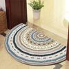 Semi-Circular Mosaic Non-Slip Floor Mat Vintage Floral Geometric Patchwork Patio Entry Porch Balcony High Traffic Area