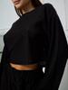 New TEMU Hot-Selling Women's Jacquard Pajama Set - Long Sleeve, High Waist Shorts, Round Neck