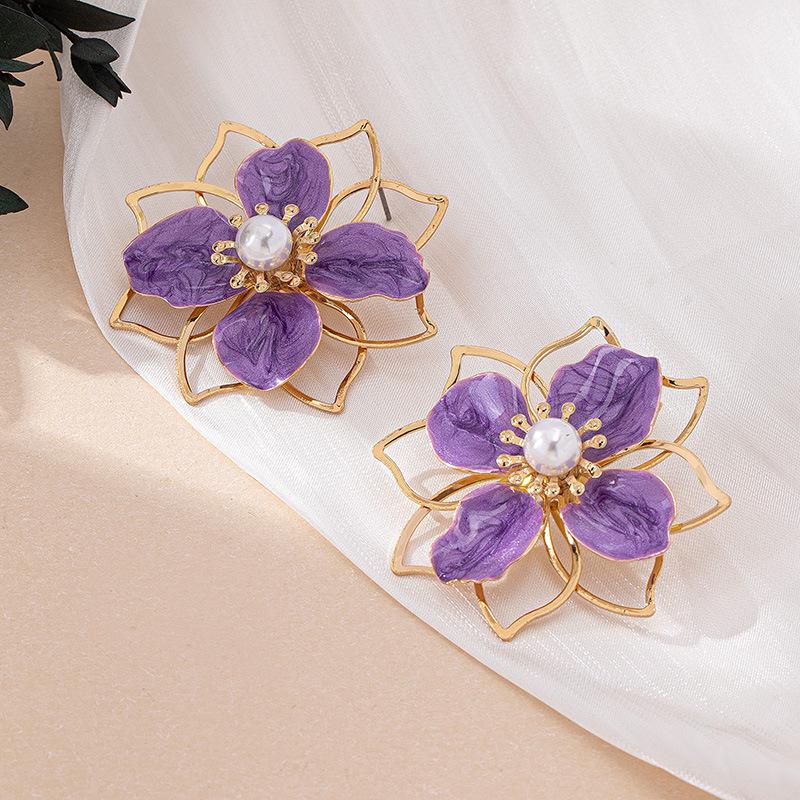 [HF][HS]1Pair Women's Earrings Women's Hollow Flower Earrings Are Sweet And Romantic For Daily Wear And Vacation Wear