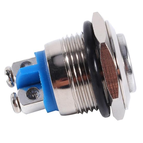 12V 16mm vodotěsný kovový spínač s okamžitým stisknutím tlačítka pro auto, ZAP/VYP klakson