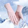 Zimní dámské termorukavice kompatibilní s dotykovou obrazovkou, fleecem podšité, s plnými prsty, voděodolné, hřejivé rukavice pro kolo, cyklistiku
