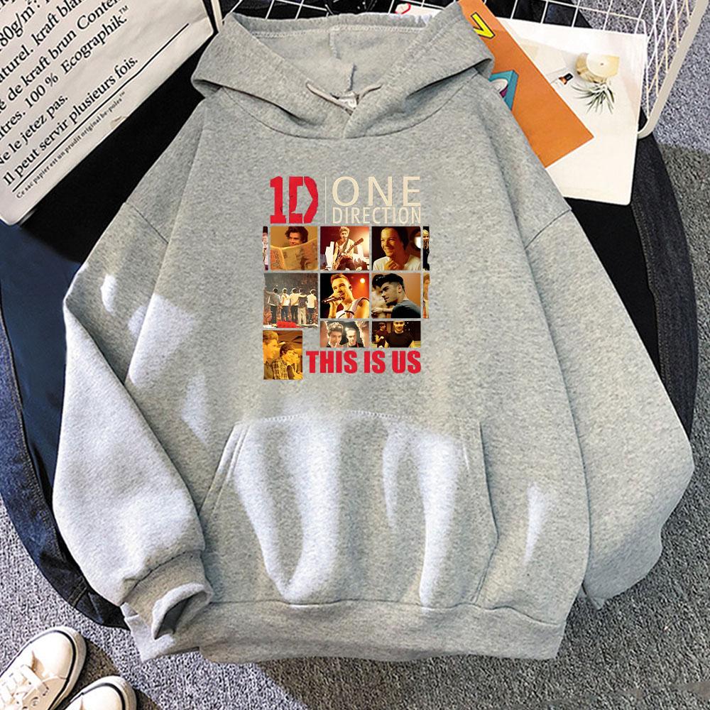 One Directions Band Hoodie Long Sleeved Punk Sweatshirt Retro для осенизимы Одежда Hip Hop Music Pullover S серый 2290₽