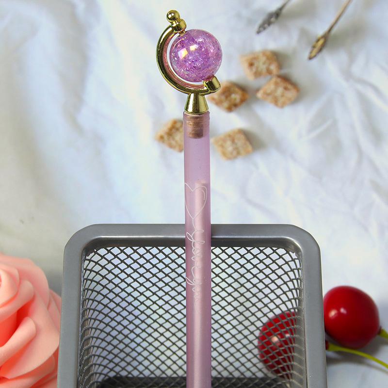 Crystal Globe Floral Pen: Cute Transparent Neutral Pen for Students & Office Writing