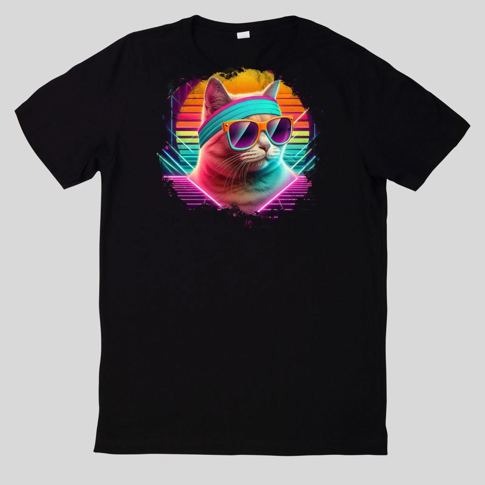 T-Shirt Aquarell Retro coole Katzen XXL